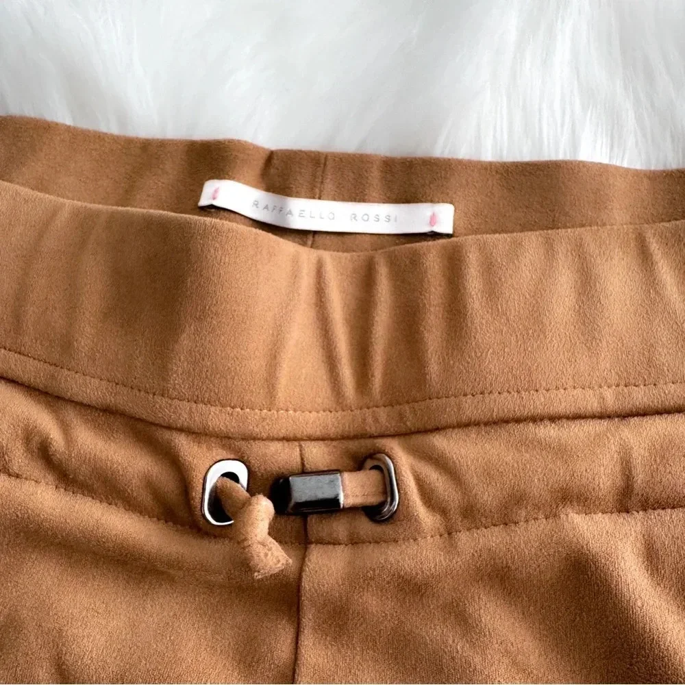 Raffaello Rossi Faux Suede Candice Jogger Pants Drawstrings Camel Brown